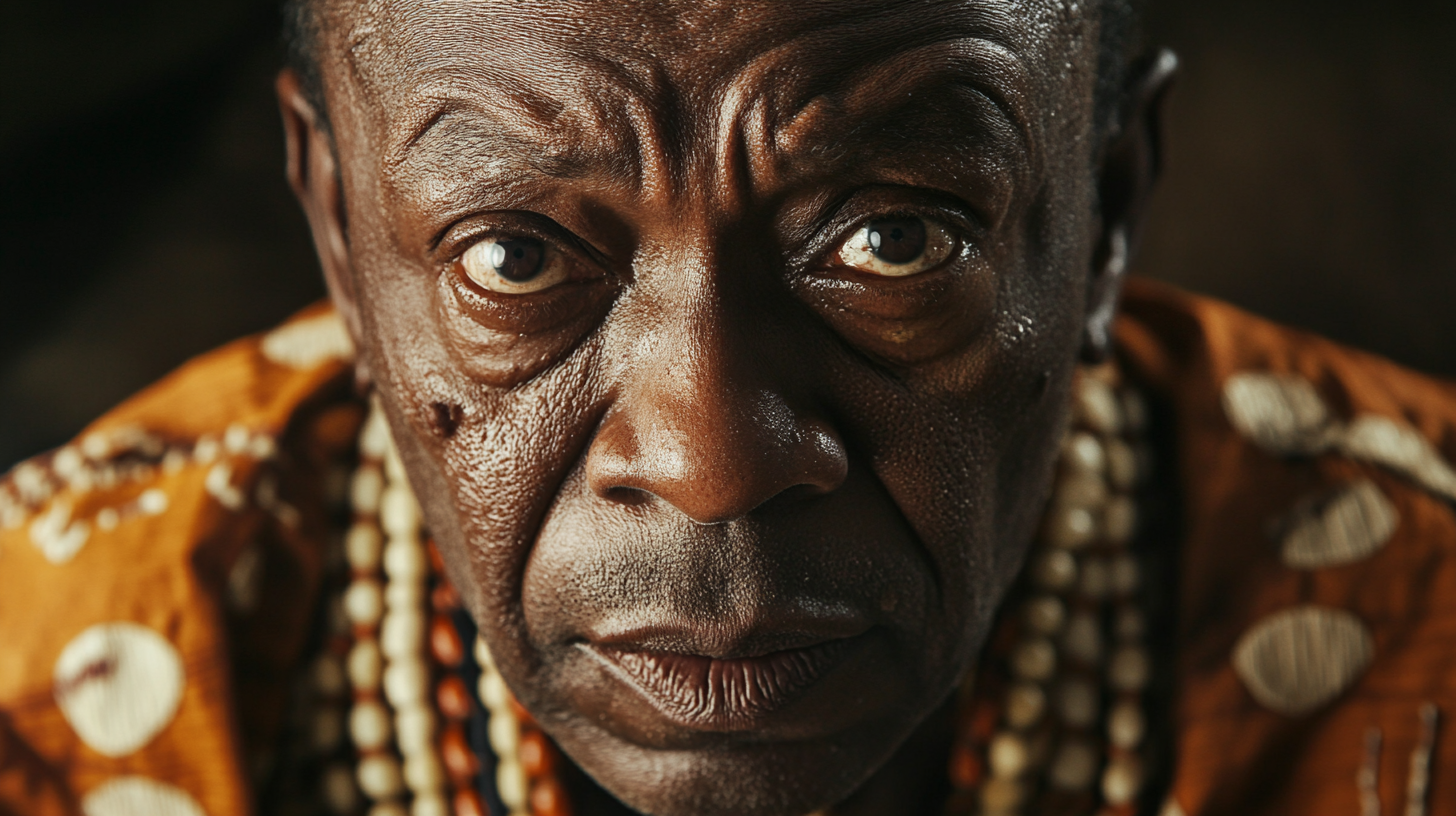 A Determined African Man in Traditional Attire