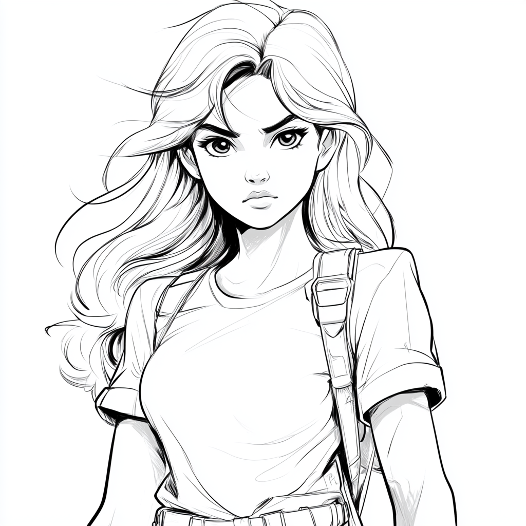 A Determined Young Woman in Manga Style