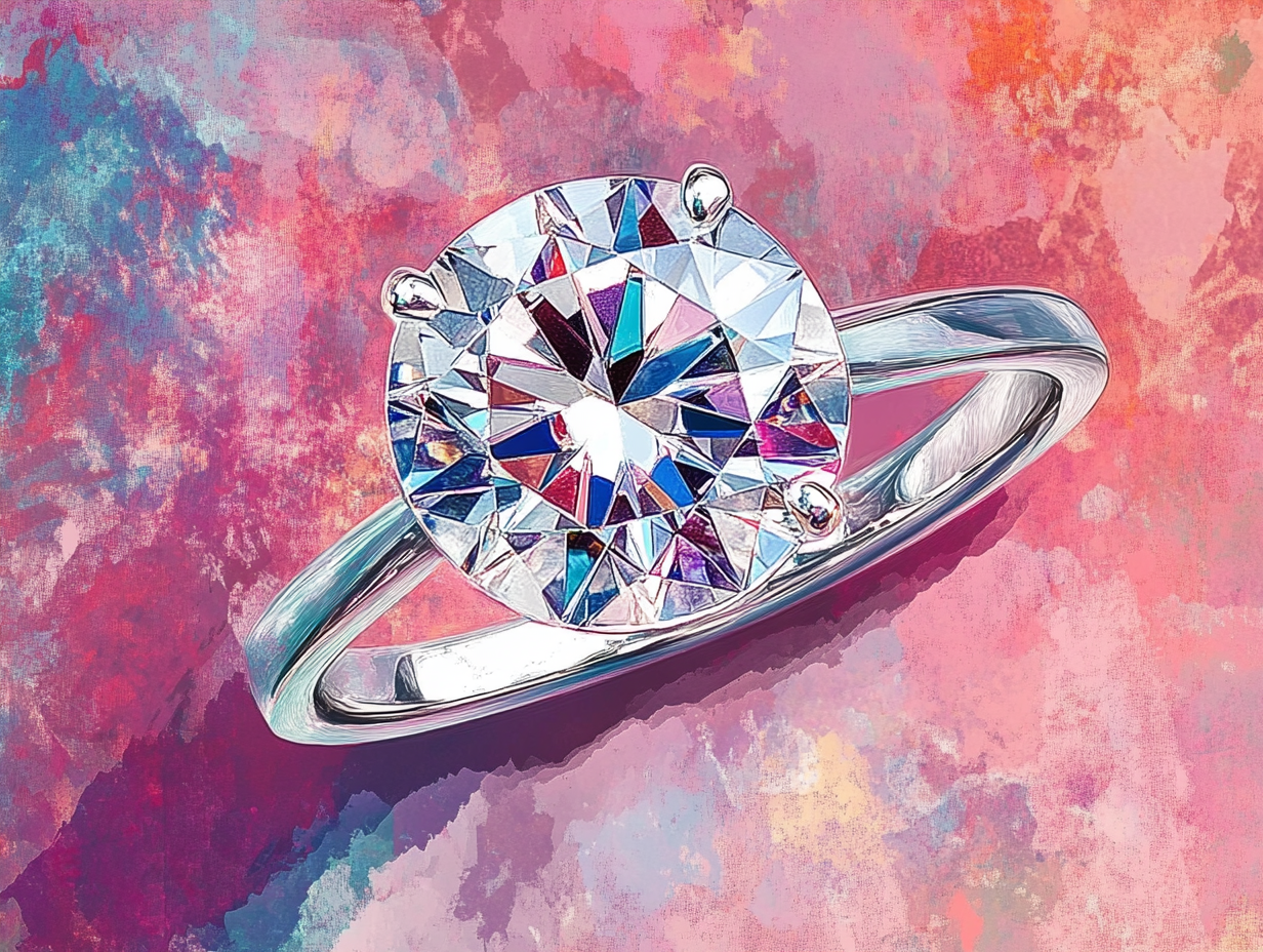 A Diamond in a Ring on a Blue Background