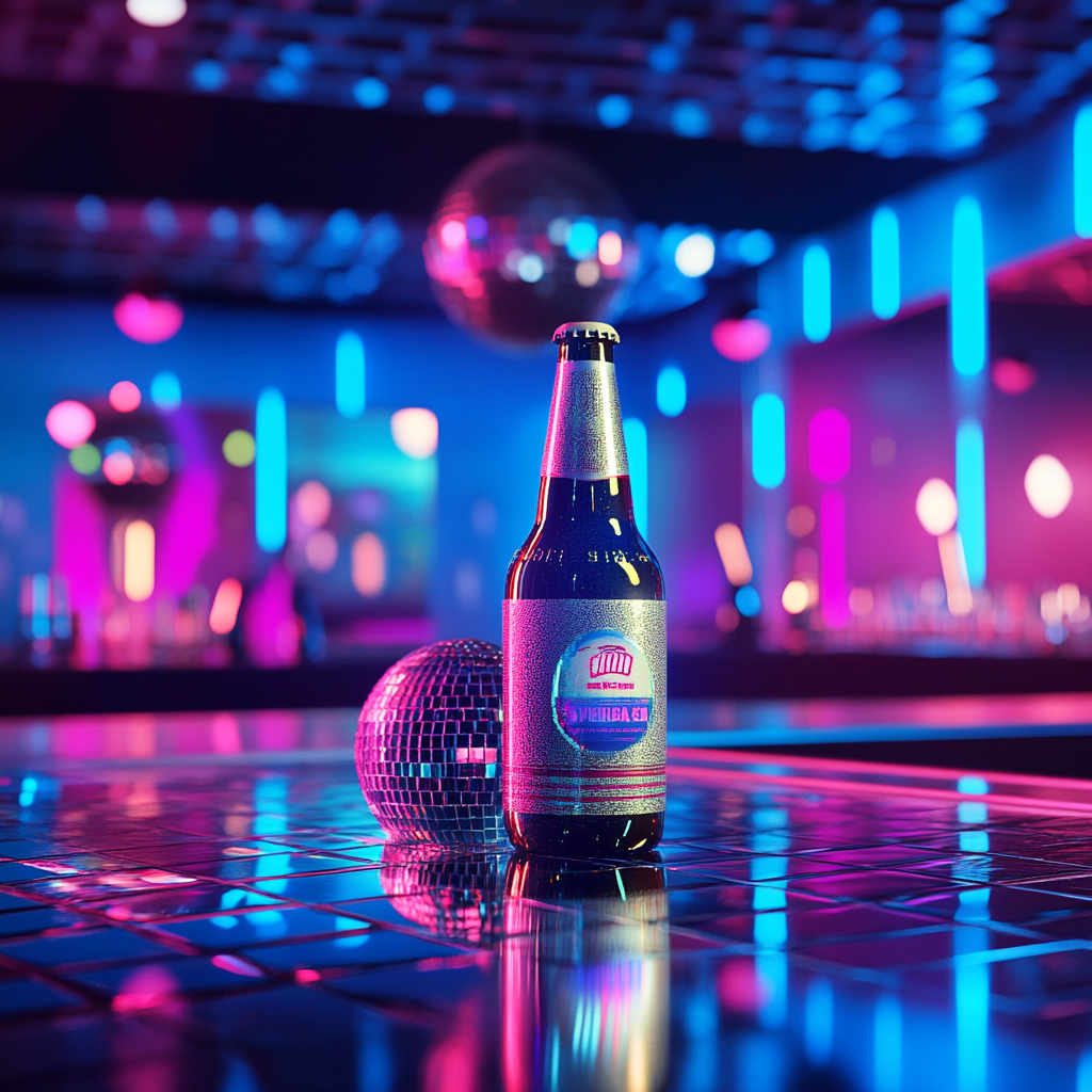 A Disco Party with Neon Lights and Beer