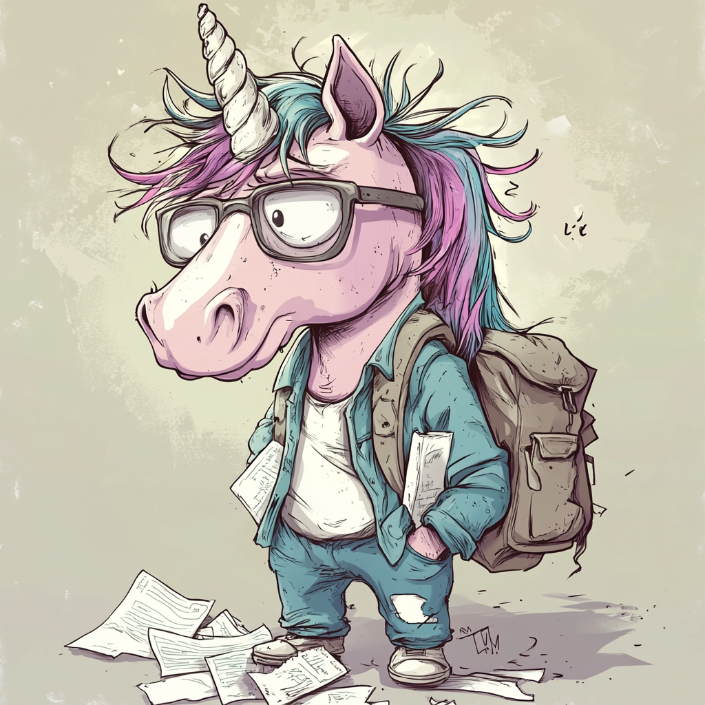 A Disheveled Unicorn Ready for School