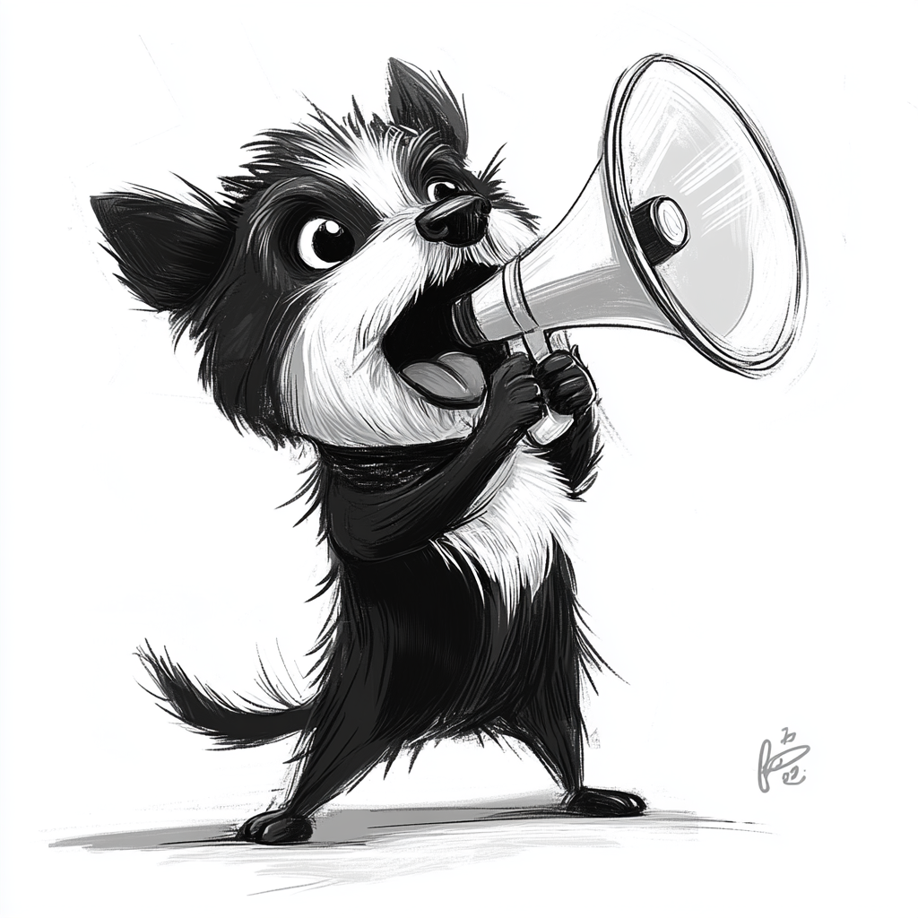 A Dog Giving a Motivational Speech with a Megaphone