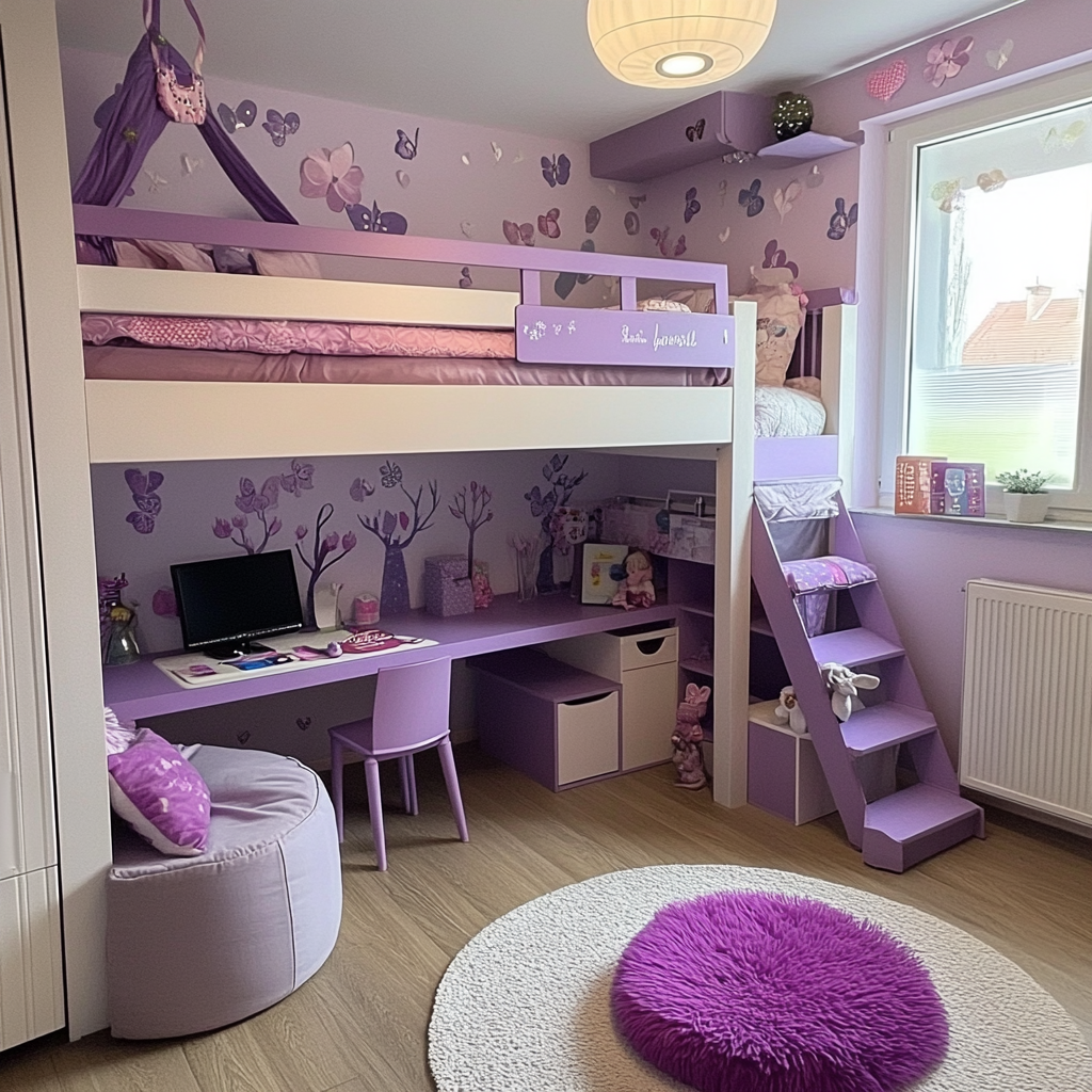 A Dreamy Girl's Purple and Pink Bedroom