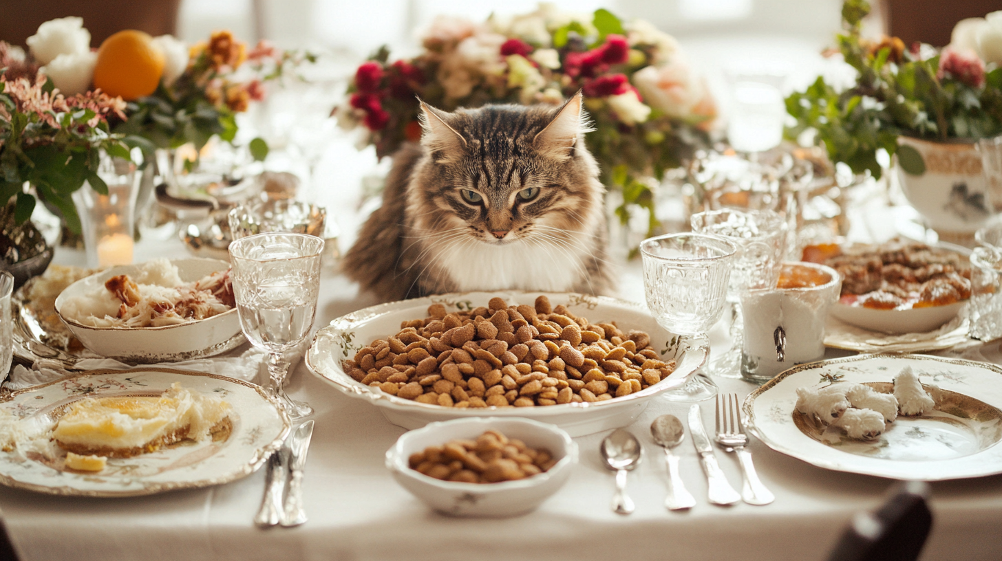 A Elegant New Year Table with Pet Food Banquet