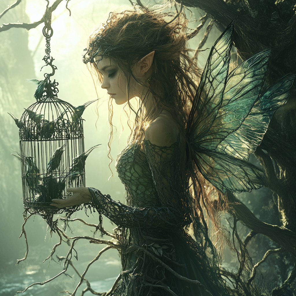 A Fairy Sets Birds Free from Dark Cage