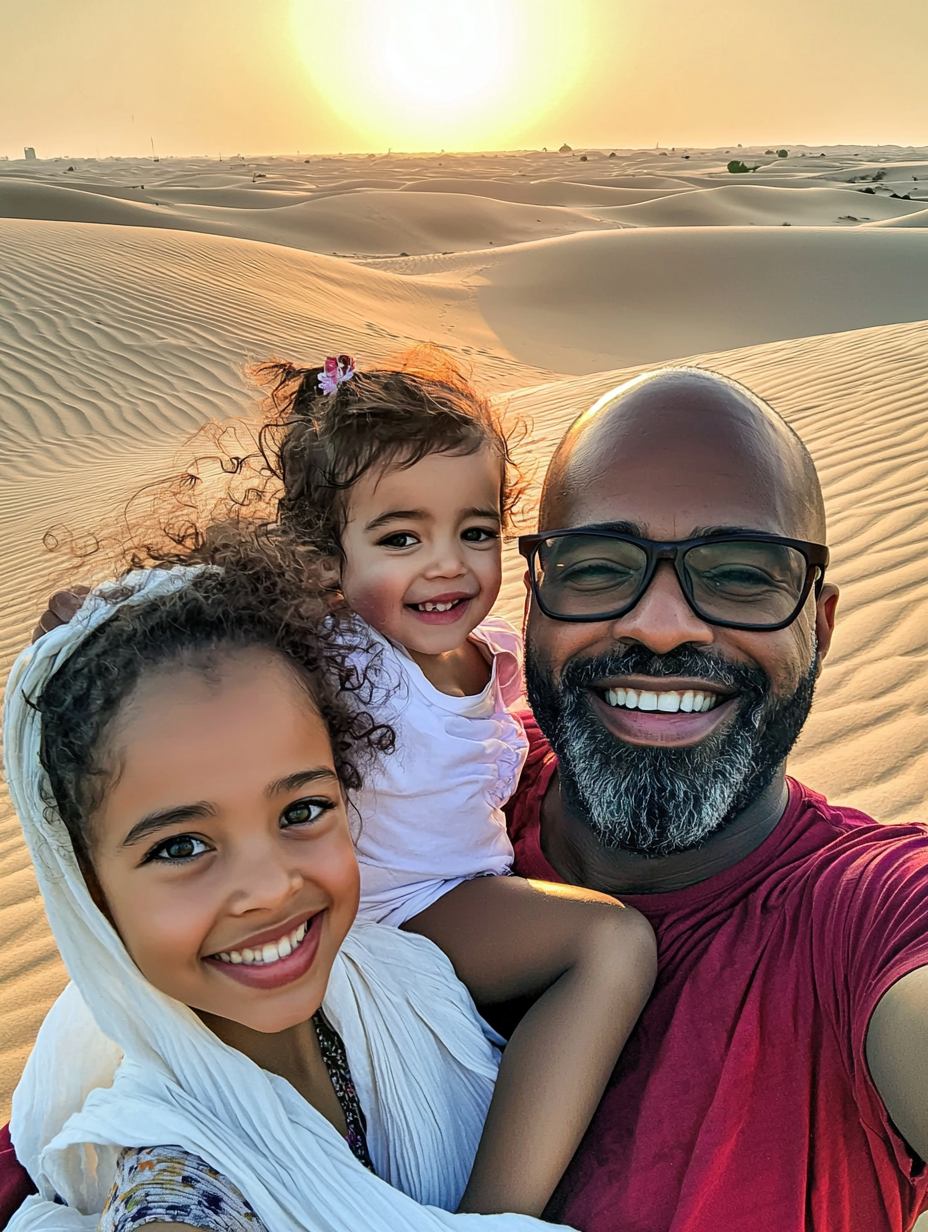 A Family Portrait in Dubai Desert at Sunset