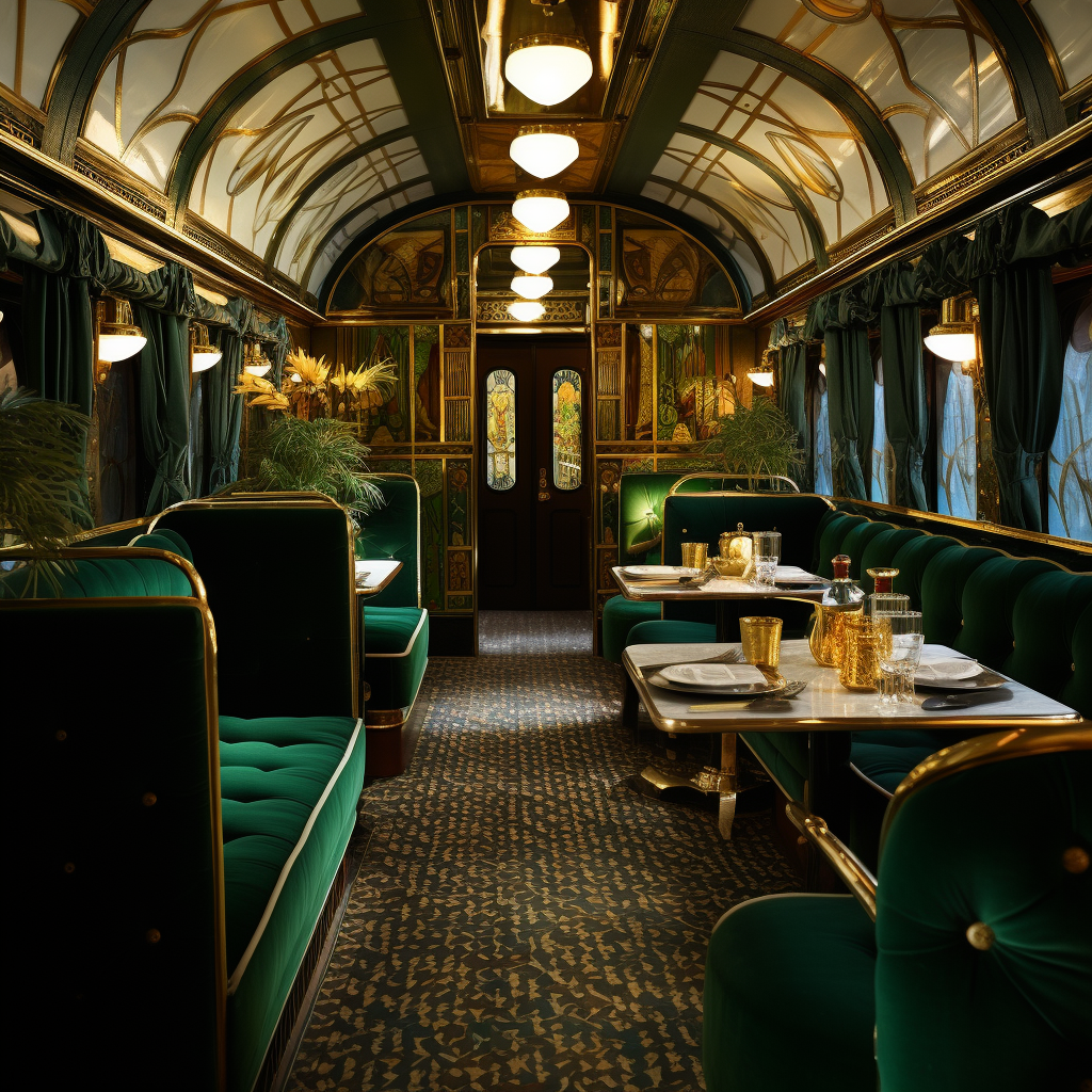 A Fancy Train Carriage with Art Deco Decor