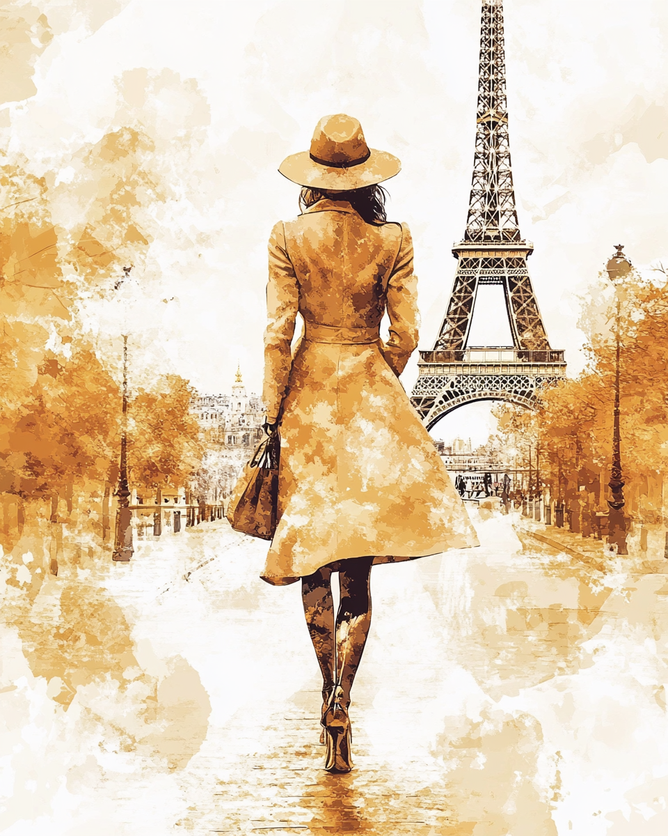 A Fashionable Asian Woman in Paris Poster