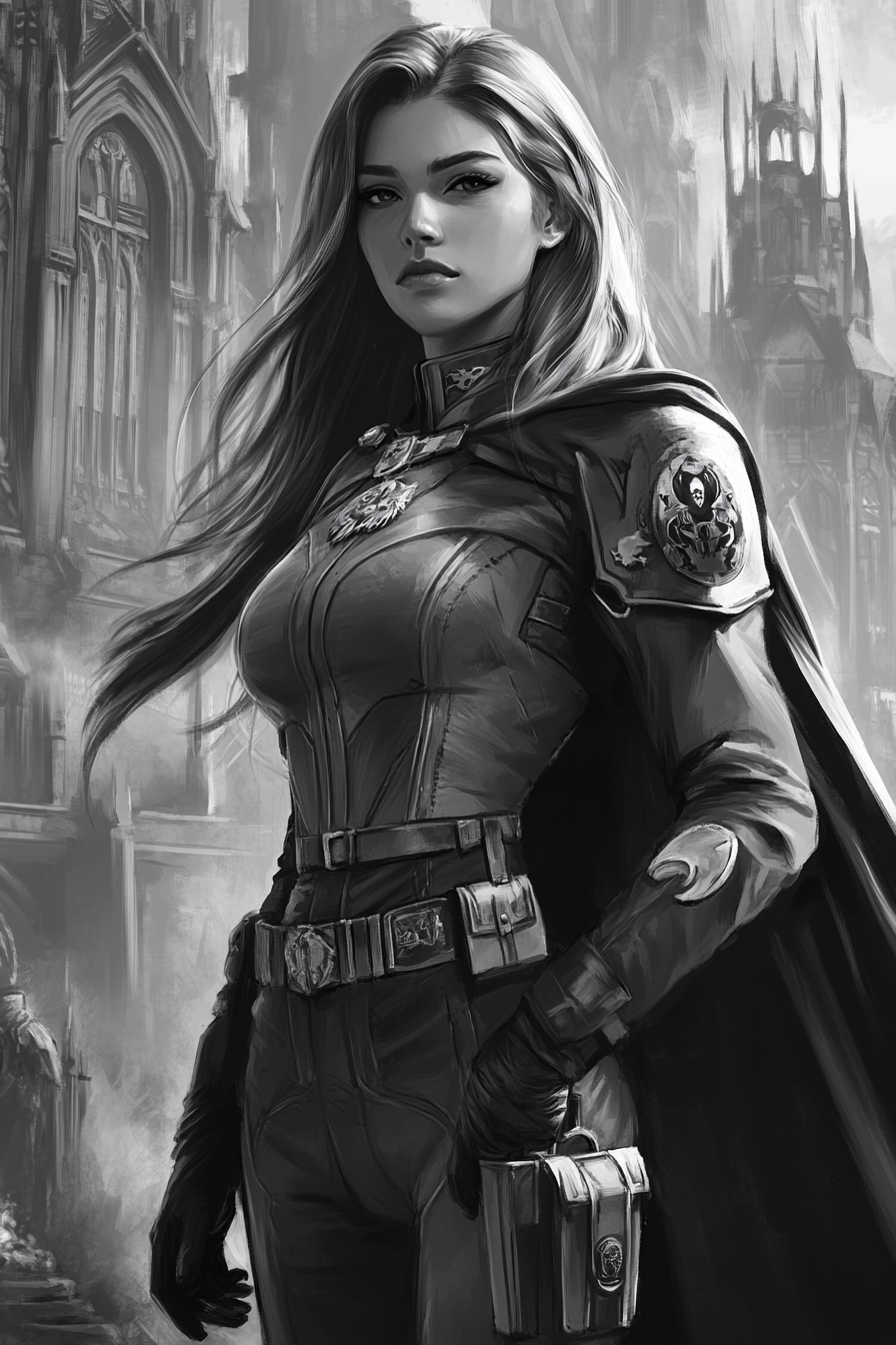 A Female Government Administrator in Grimdark Attire