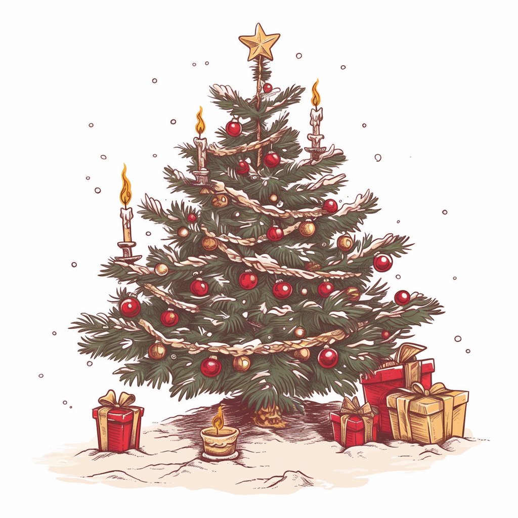 A Festive Christmas Tree with Gifts and Decorations