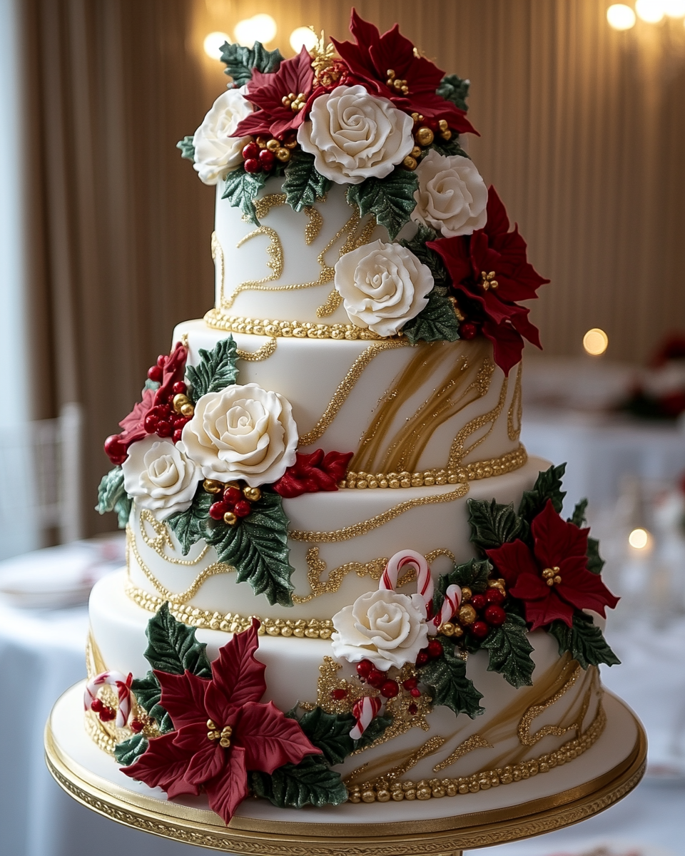 A Festive Christmas Wedding Cake with Geode Design