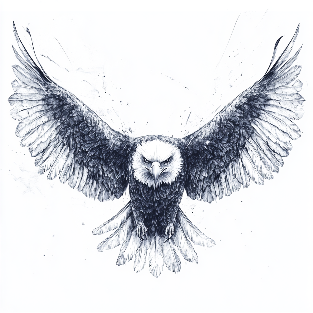 A Filipino eagle in sketch style on white background