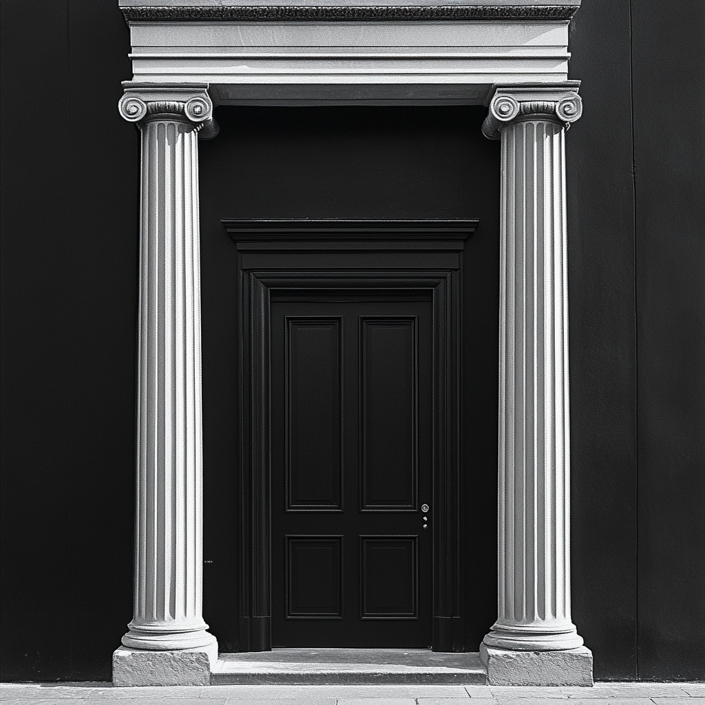 A Finacial Firm's Simple Black and White Doorway