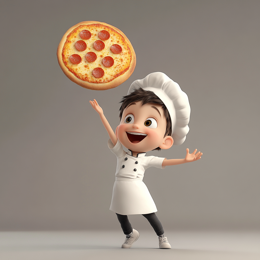 A Five-Year-Old Chef Tossing Pizza Dough, Animated