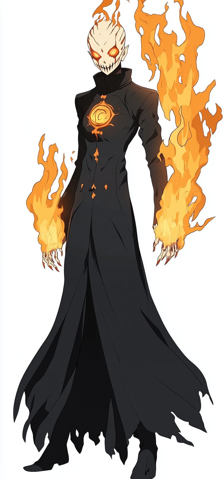 A Flame Power Woman Demon in Horror Style