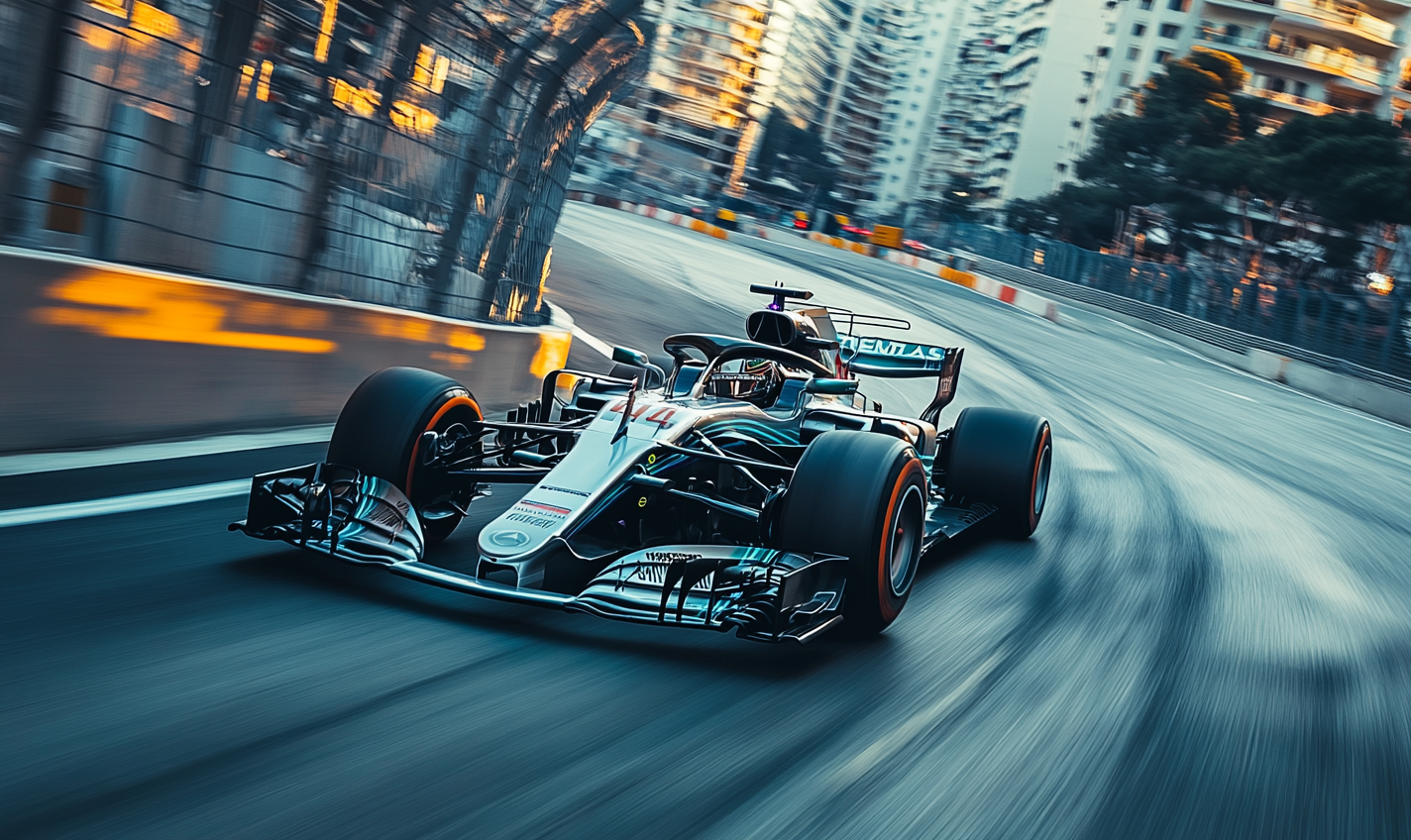 A Formula 1 Car Racing in the City