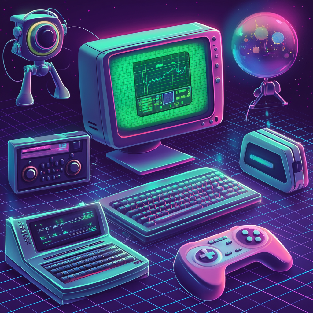 A Fun Retro-Futuristic Tech Room with AI & Games