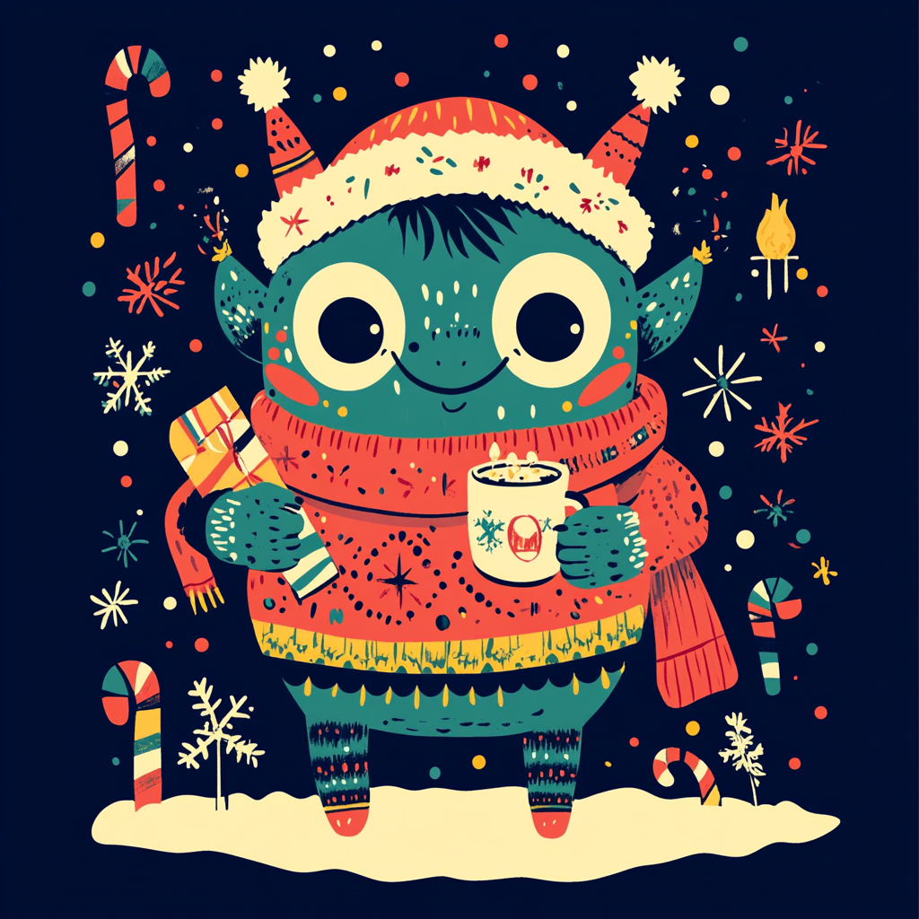 A Fun Ugly Sweater with Cute Monster Theme