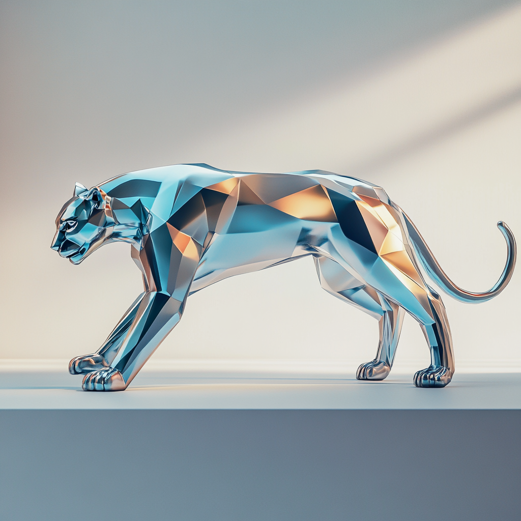 A Futuristic, Minimalistic Panther Sculpture in Decor