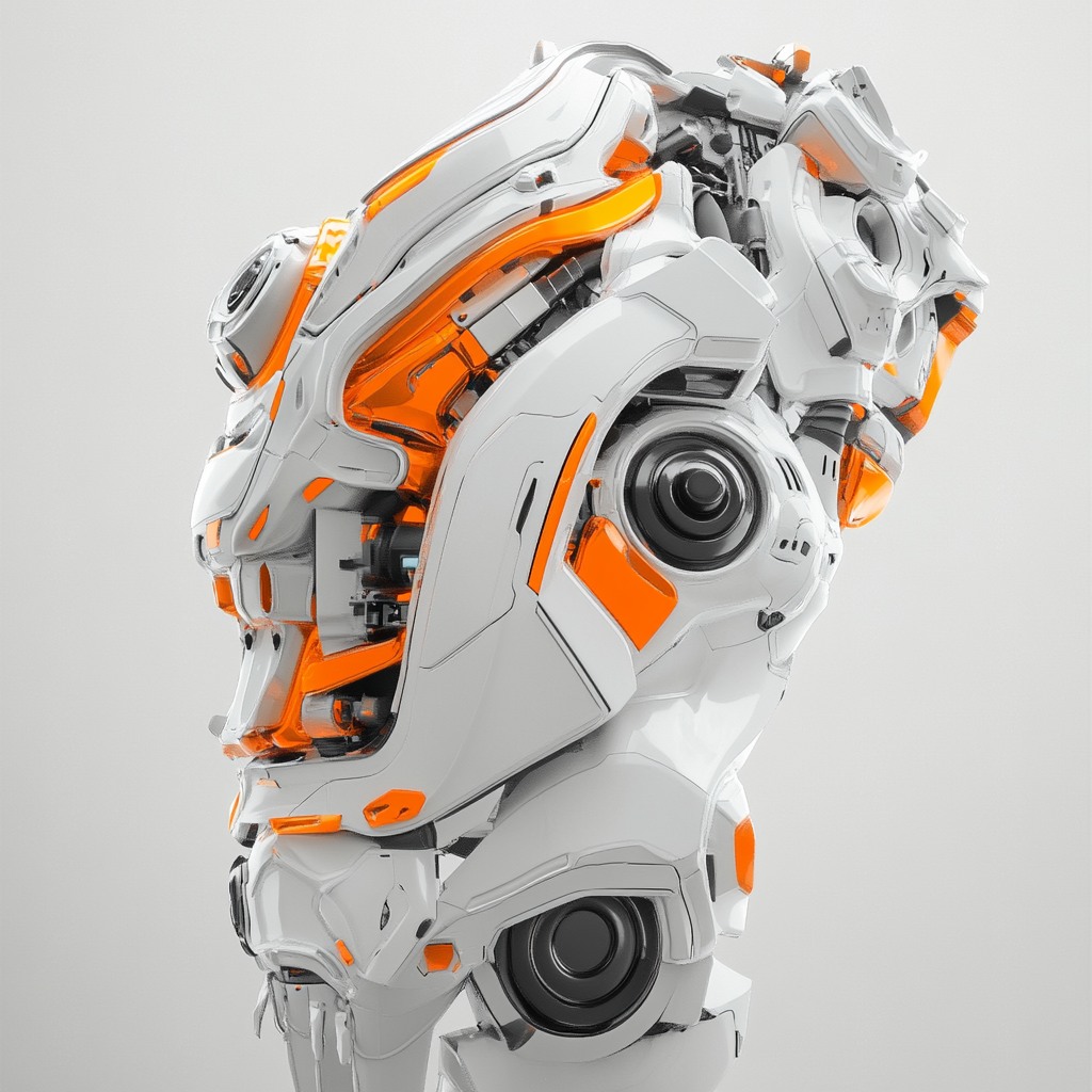 A Futuristic 3D Object in Grayscale with Orange