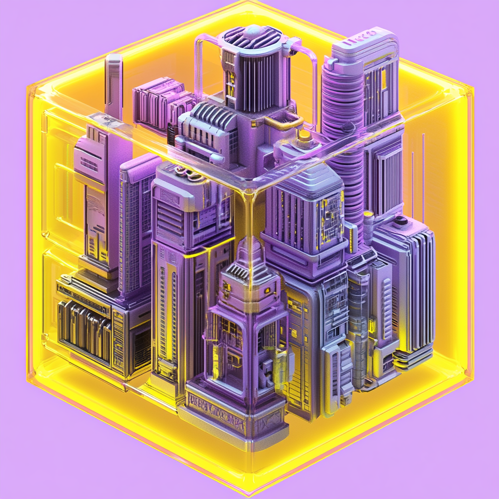 A Futuristic City Inside a Gradient Cube