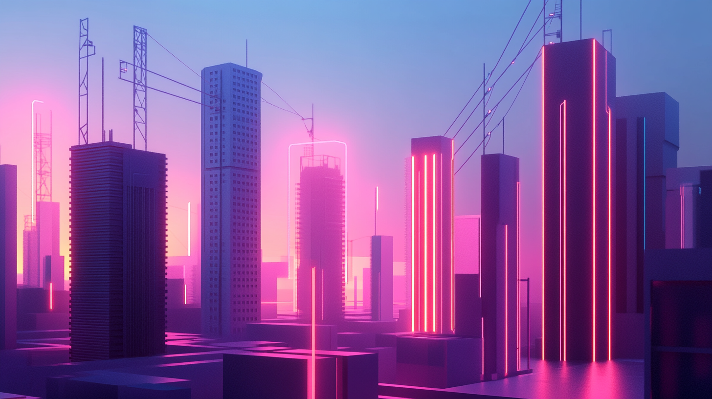 A Futuristic City Powered by Glowing Transformers