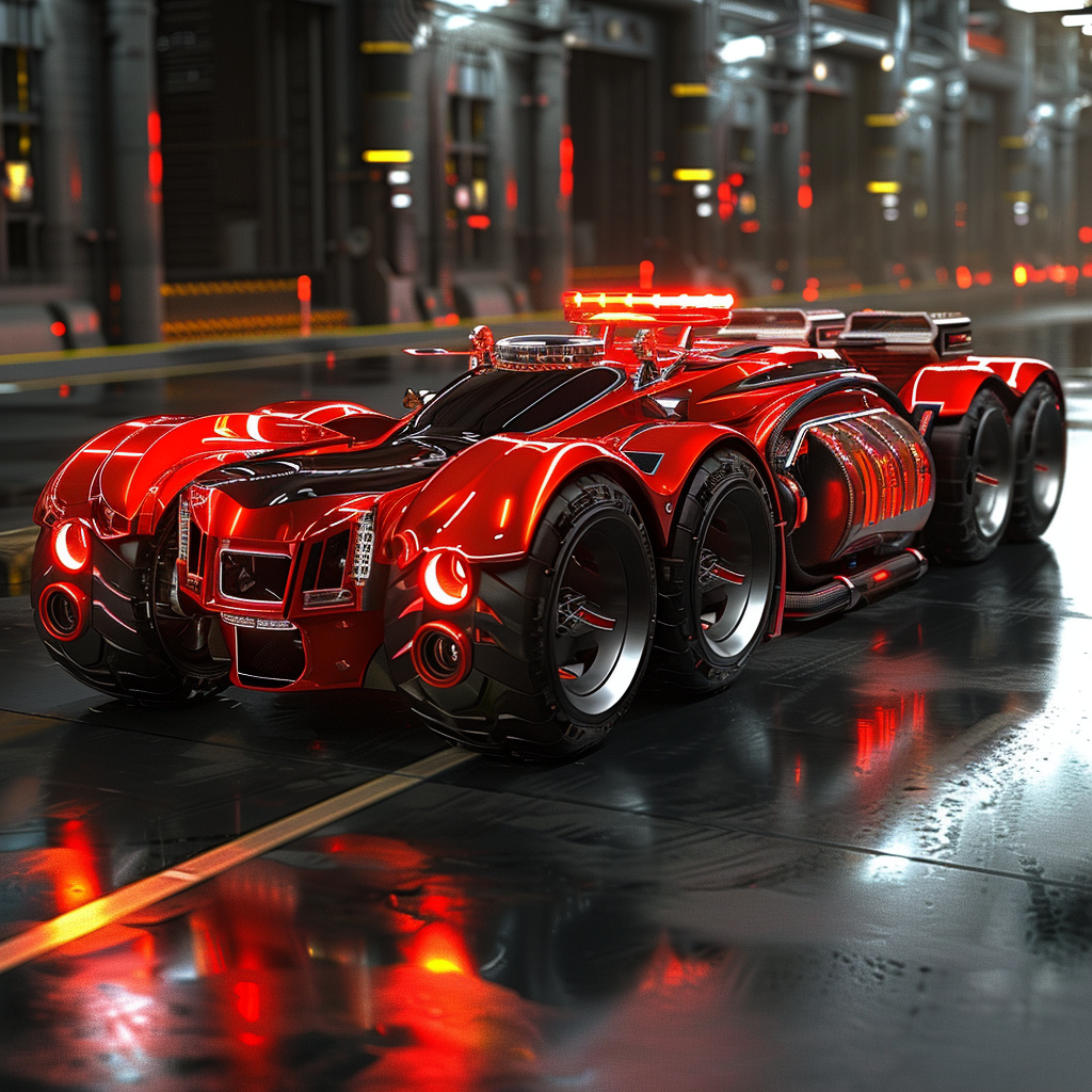 A Futuristic Fire Truck in a Dystopian City