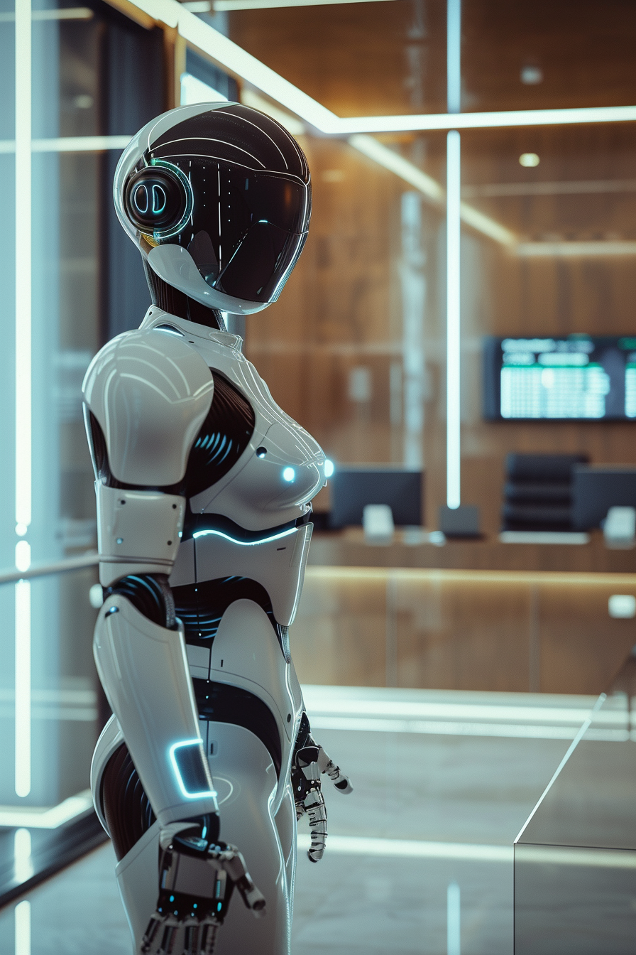 A Futuristic Humanoid AI in Executive Office