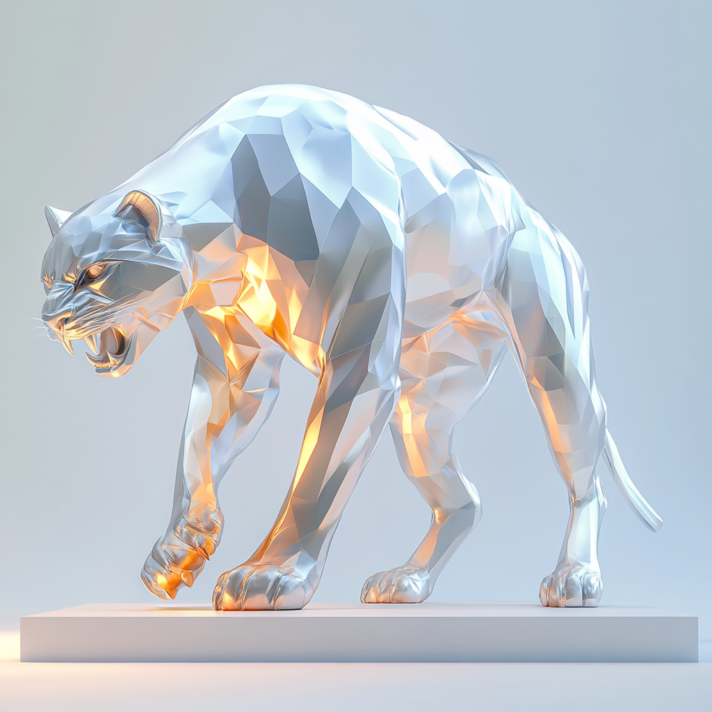 A Futuristic Panther Sculpture in Luxury Decor