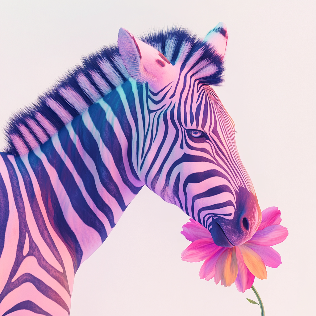 Zebra With Flower