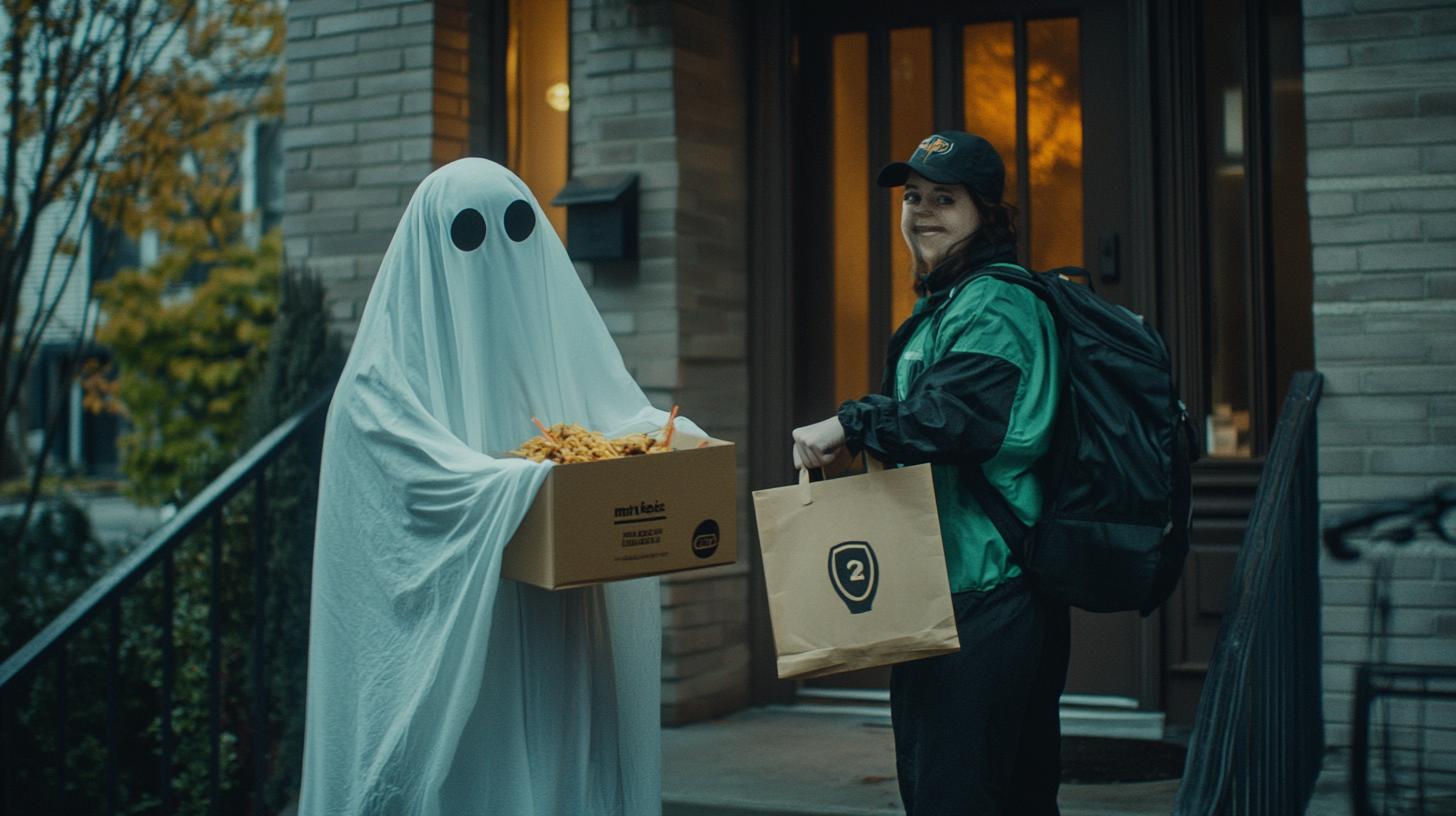 A Ghost's Halloween Food Delivery Delight