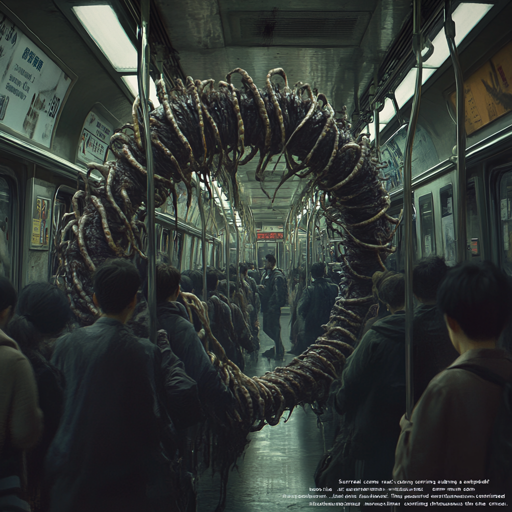 A Giant Centipede Made of Human Bodies