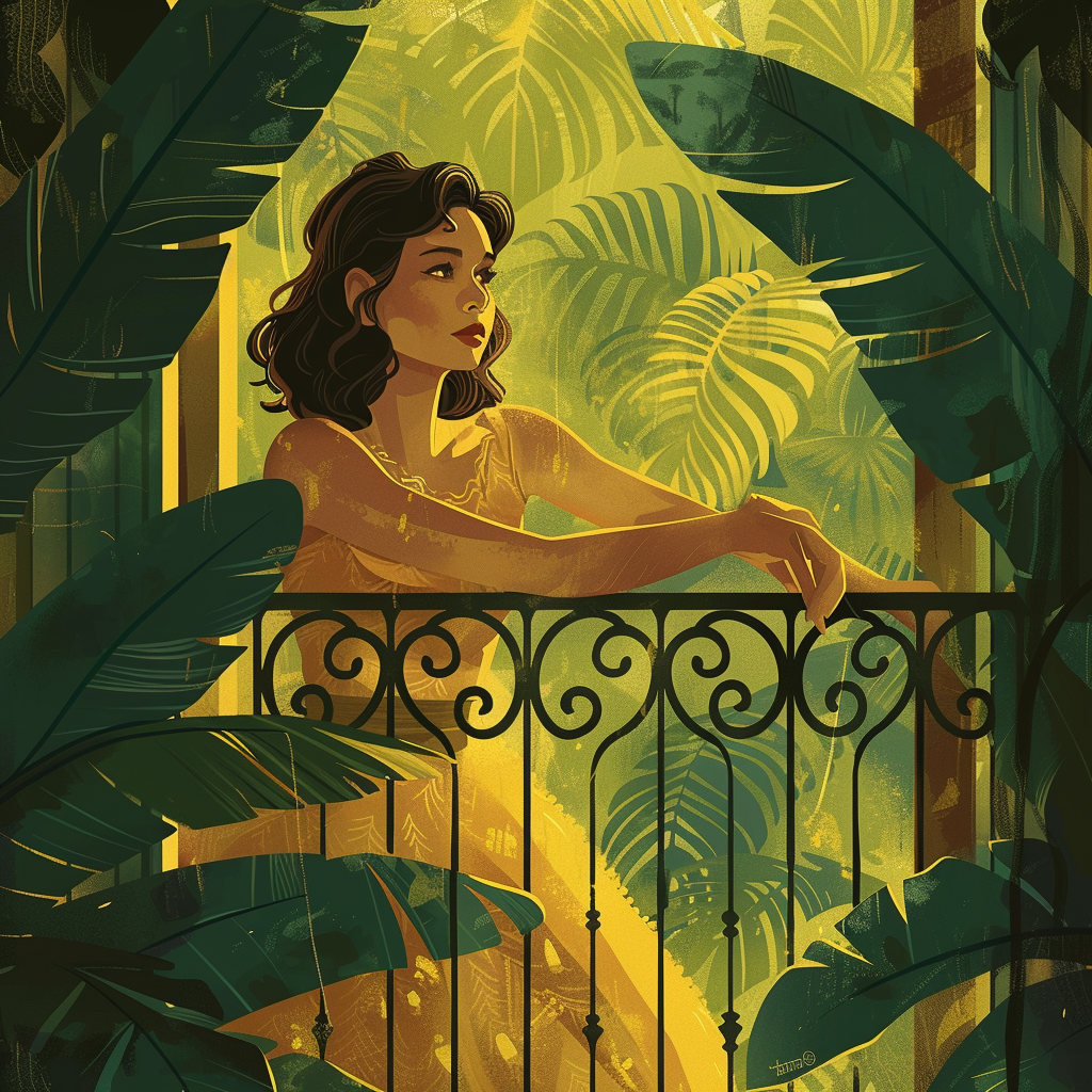 A Girl in Balcony of 1950s Jungle Luxury Home