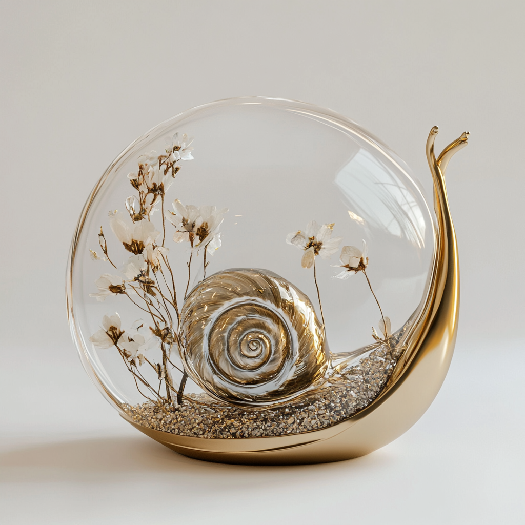 A Glass Snail with Flowers in Jewelry Style