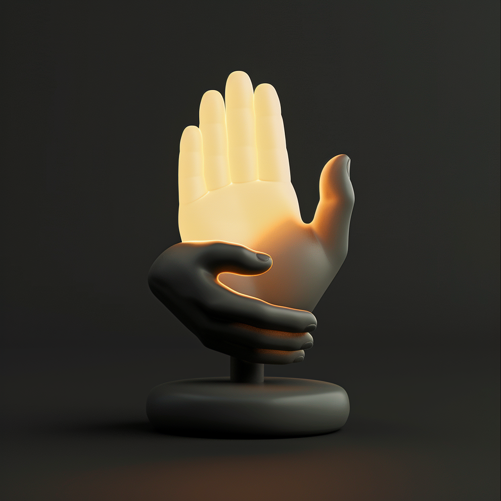 A Glowing Hand Helps Child Study at Desk