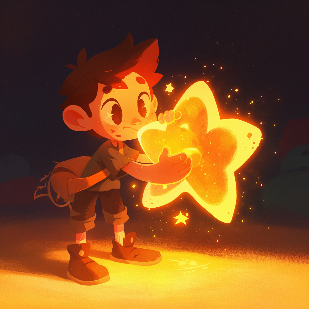 A Glowing Star Friend Floats and Communicates