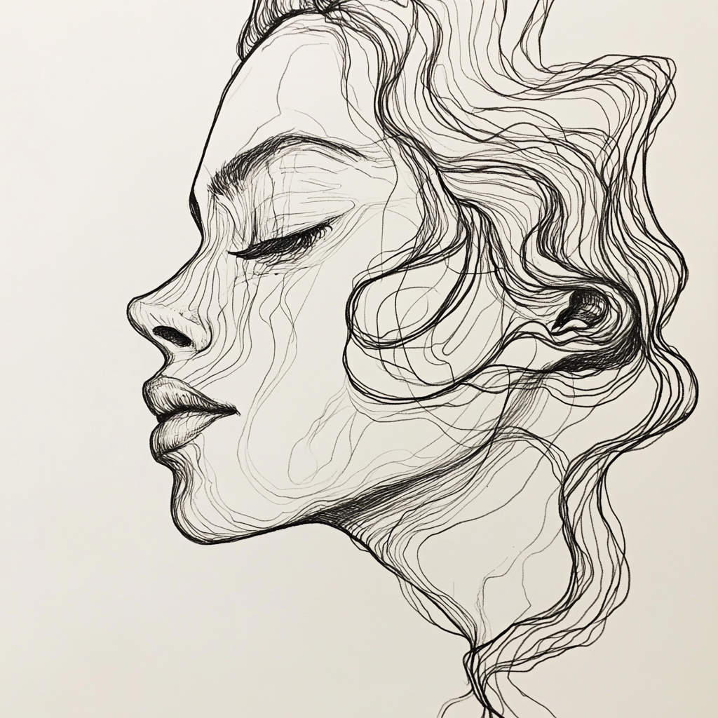 A Goddess in the Stars: Abstract Line Drawing