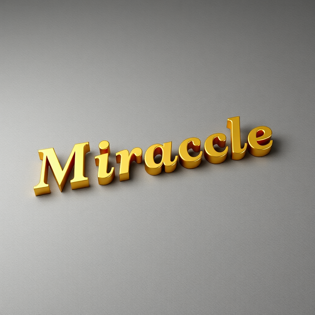 A Gold 'Miracle' Letter in 3D