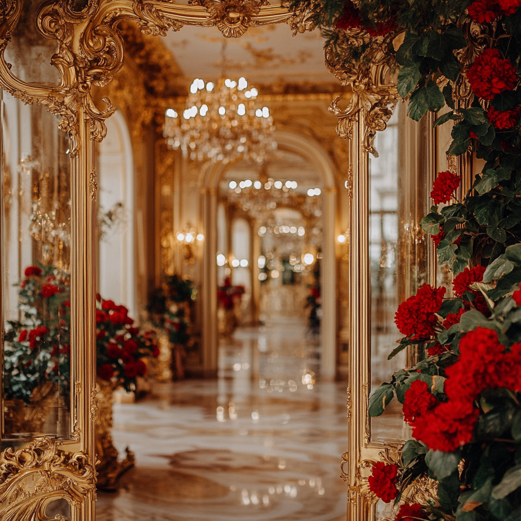 A Golden Door to an Ornate Festive Room