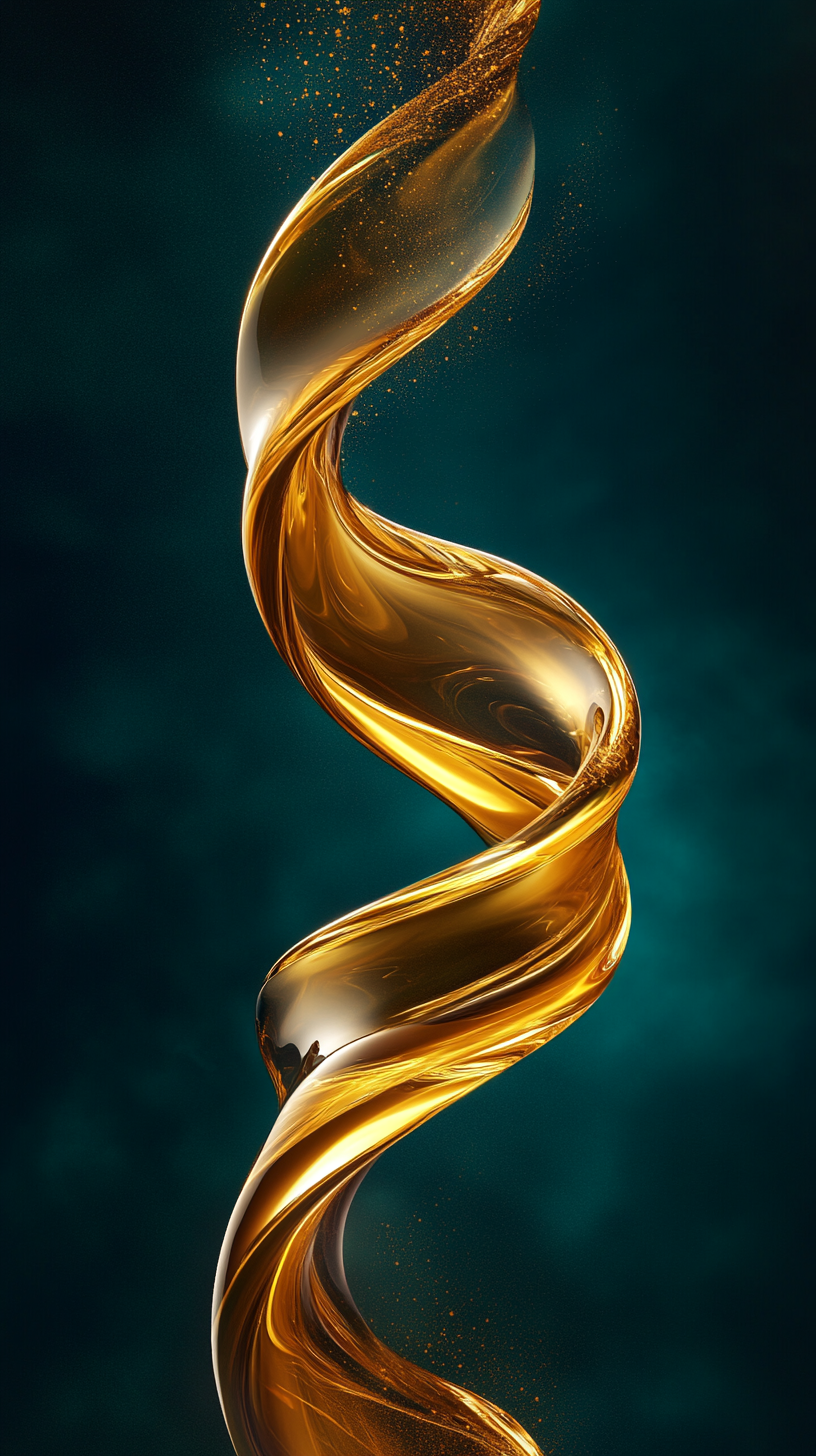 A Golden Oil Spiral on Dark Background