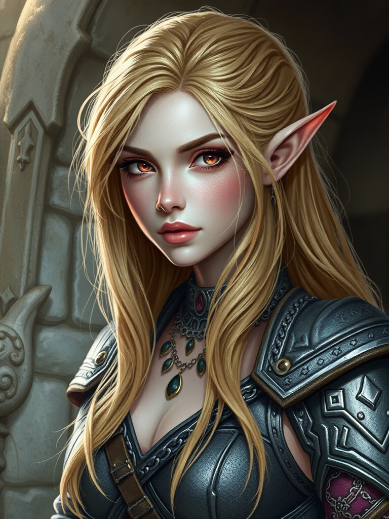 A Half Elf Girl with Silver Skin