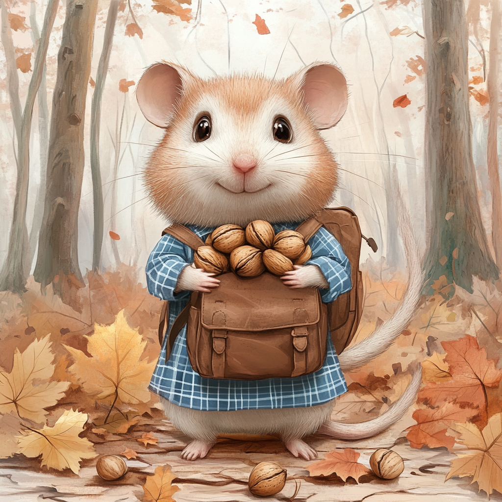 A Hamster with Nuts in the Forest