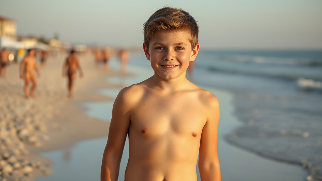 A Handsome Boy at the Naturist Beach