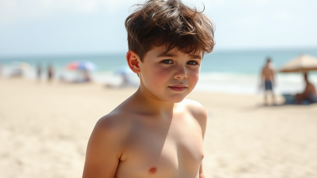 A Handsome Boy in Speedo at Naturist Beach.