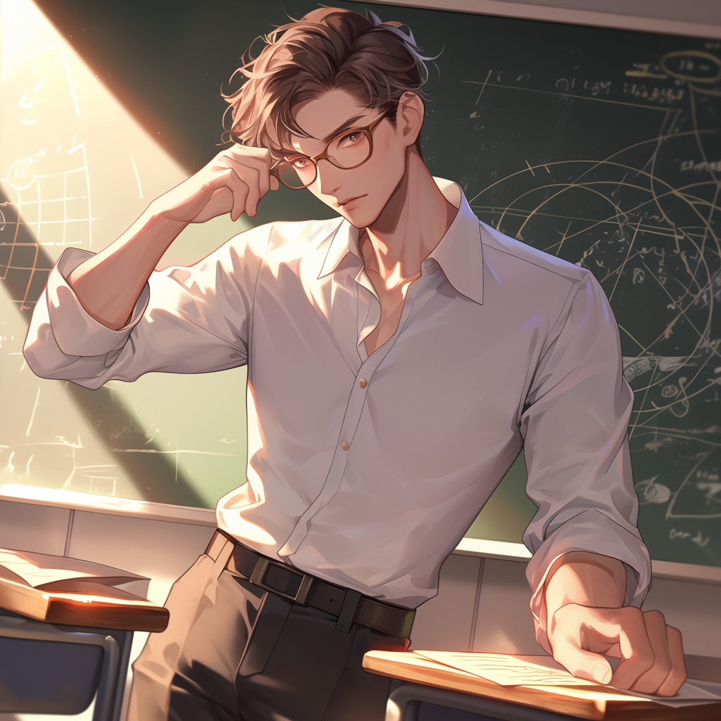 A Handsome Teacher in College Classroom Setting