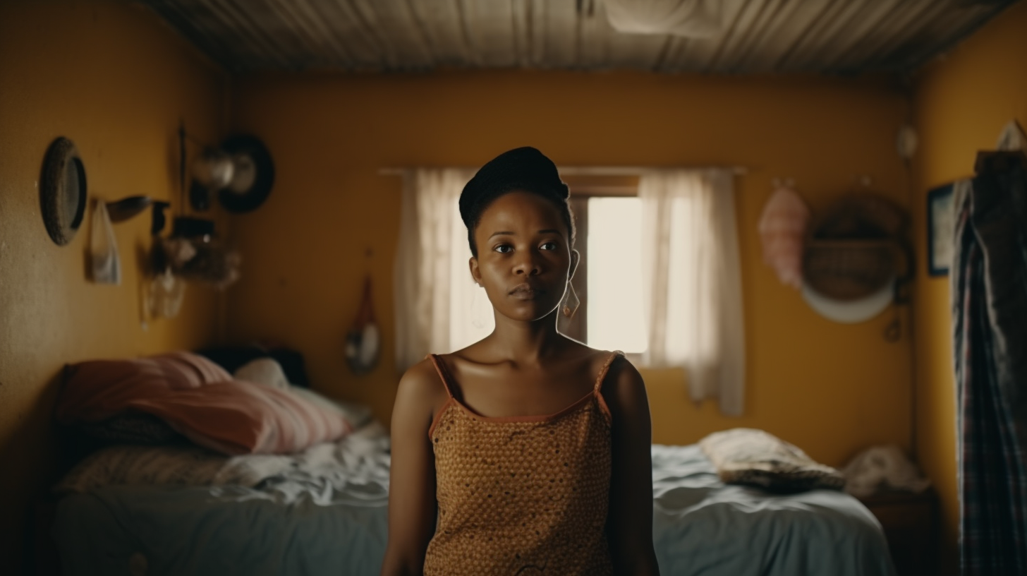 A Happy 30-Year-Old African Woman in Decorated Bedroom