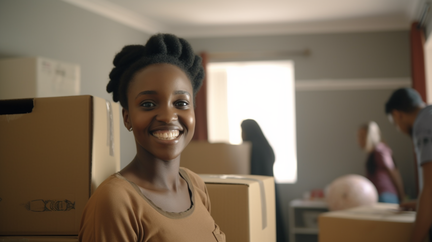 A Happy African Woman Moving Into New Bedroom