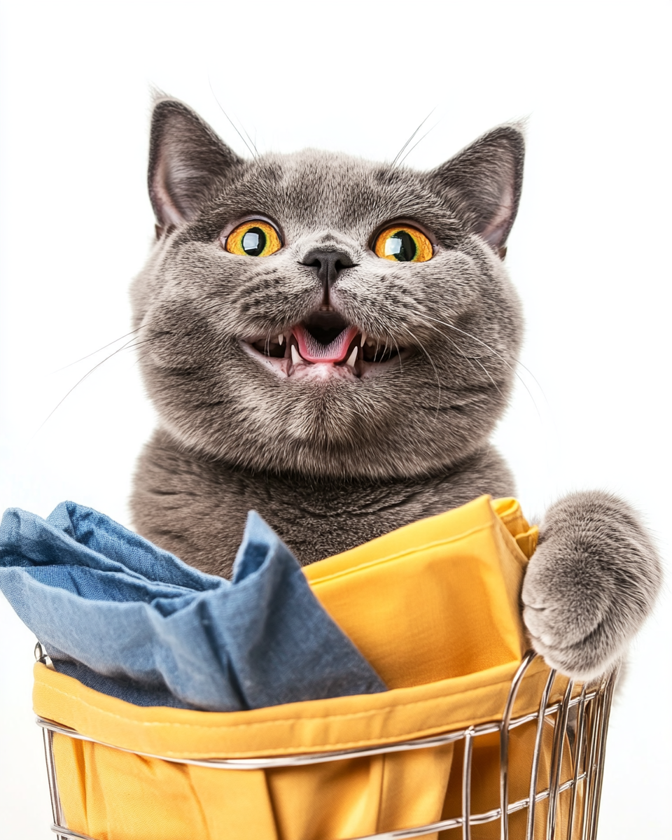 A Happy British Shorthair Cat Shopping