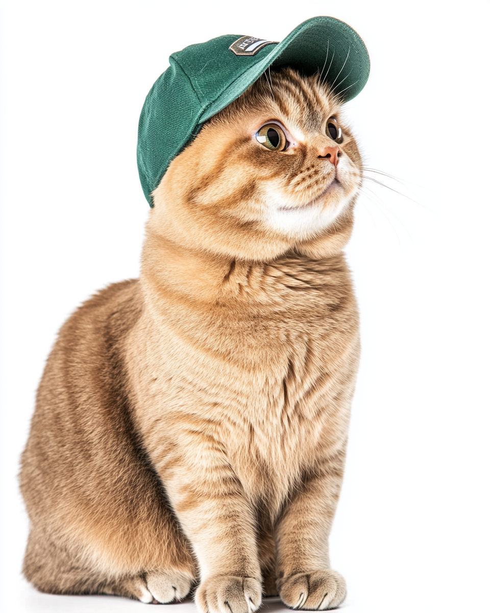 A Happy British Shorthair Cat in a Cap