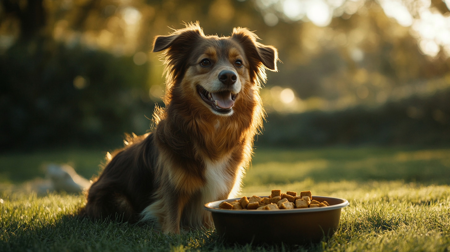 A Happy Dog with Treats in the Sun